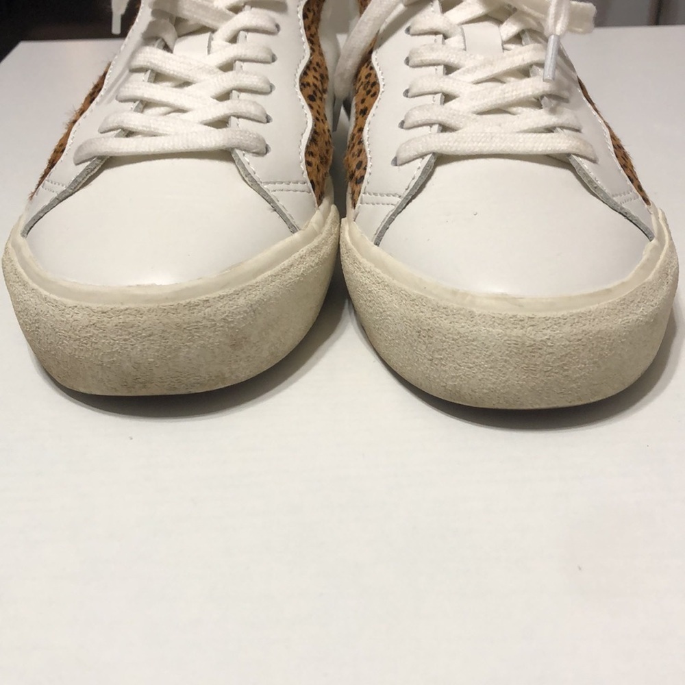 Women’s Madewell Sidewalk Low-Top Calf Hair Animal Print Leather Sneakers Size 8 - Picture 3 of 12